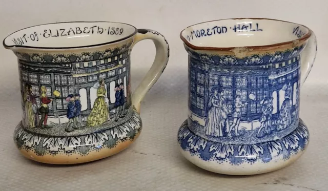 Vintage Pair Of Royal Doulton Old Moreton Hall Visit Of Elizabeth 1589 Jugs