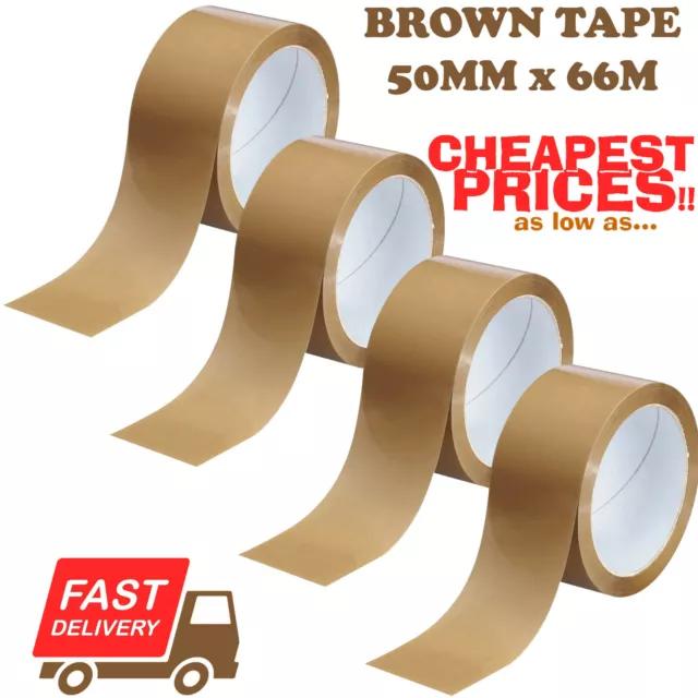 Strong Brown Parcel Packing Packaging Tape Rolls 48Mm X 66M Carton Sealing Fast