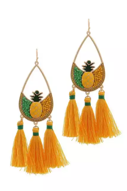 Boho Drop Seed Beaded Pineapple Tassle Fashion Earrings