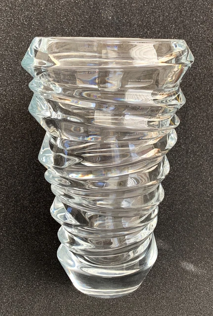 Nachtmann SLICE Crystal Glass Vase 9.5" Abstract Modernist Heavy Riedel Germany
