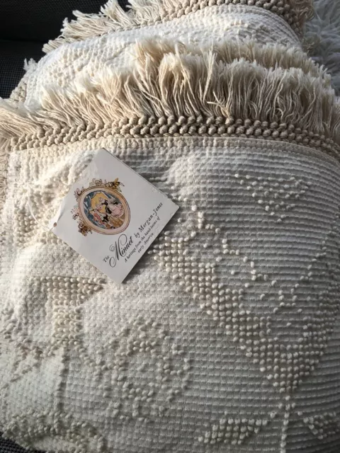 Rich Ivory Cotton Chenille Vintage MORGAN JONES Candlewick Minuet Bedspread Twin