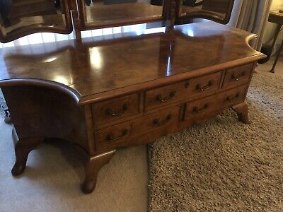 Large Art Deco 1920s Maurice Adams Walnut Cheval Dressing Table Drawers & Stool 3