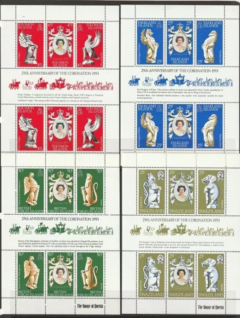 GB Commonwealth: 1978. 25th Anniversary of The Coronation m/sheets x 4. MNH.