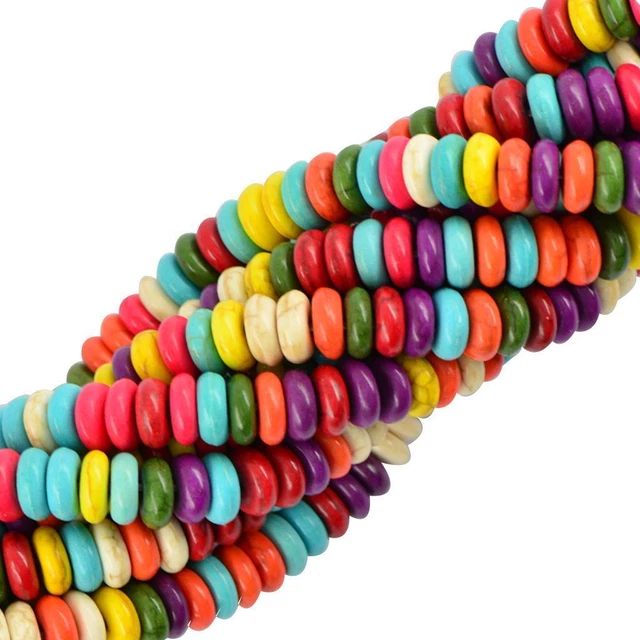 122x   Turquoise Multi Color Heishi Rondelle Spacer Loose Beads-8mm