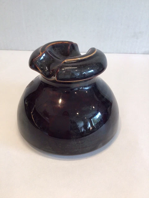 Vintage Power line Electrical Porcelain Ceramic Brown Insulator Marked B 3