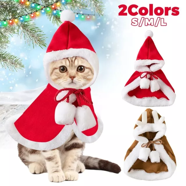 Xmas Pet Clothes Cape Cute Santa Claus Christmas Cloak for Cat Dog New Year Gift