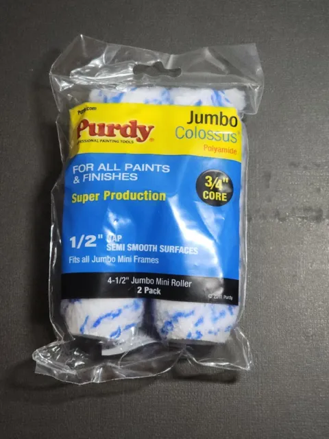 Purdy 140624033 Jumbo Mini Colossus Roller Replacements,2-Pack, 4-1/2 inch x1/2"