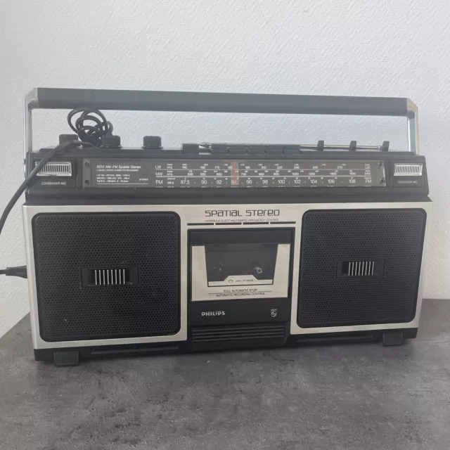 Ancienne Radio Philips spatial D8212 Stéréo Boombox cassette ghettoblaster