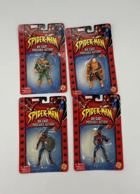 Marvel Spider-Man Die Cast Poseable Action Figures X 4 - 2002 Toy Biz