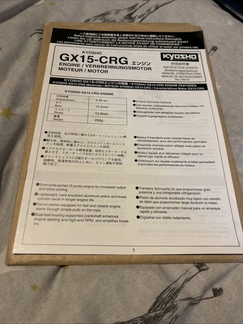 KYOSHO PURETEN GX15 Nitro Rc Car Engine Manual £5.45 - PicClick UK
