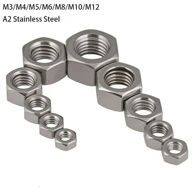 M3 M4 M5 M6 M8 M10 M12 Hex Full Nut Hexagon Nuts DIN 934 Stainless Steel A2 304