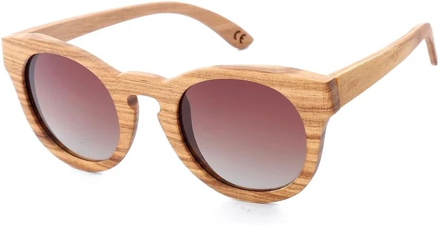 Occhiali Da Sole In Legno Polarizzate, Vintage Occhiali Da Sole Da Uomo Donna Polarizzati Protezione UV400 (Lente A Specchio Verde - Foto 4