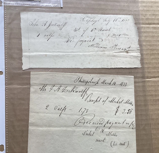 Lot of 6 Antique 19th Century (1830+) Hand Written And Signed Receipts 4