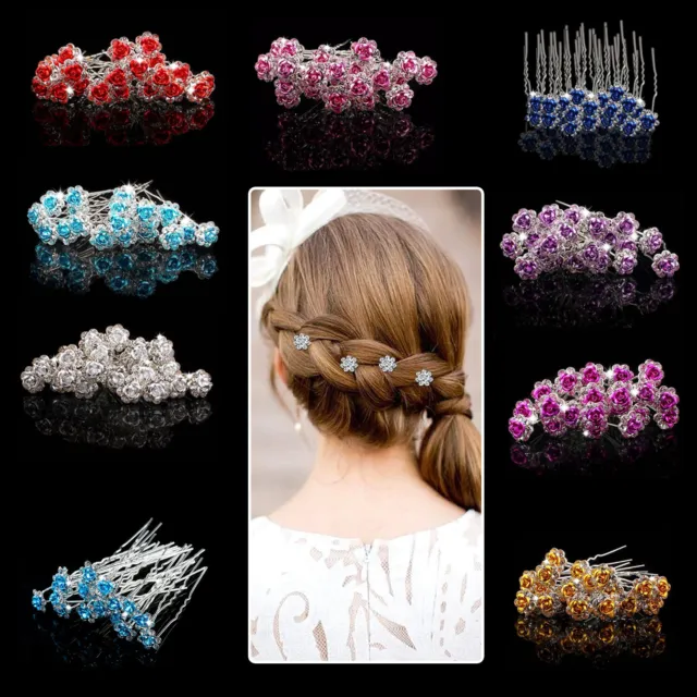 New Flower Wedding Hair Pins Bridesmaid Crystal Diamante Grips Bridal Hair Clips