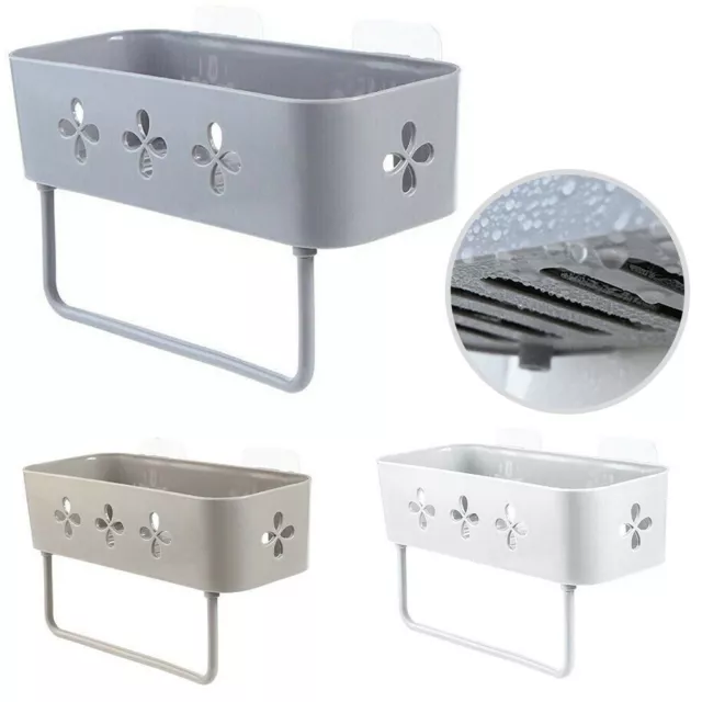 Elegante organizzatore bagno da parete con ventosa bianco/grigio/cachi