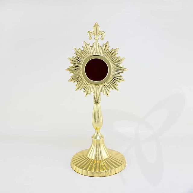 Brass Reliquary Monstrance Altar Piece With Gemstone – 25cm – Made In Germany