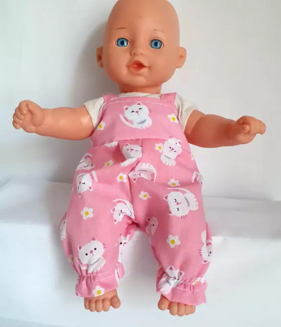 11"-12" baby dolls clothes kitten dungarees handmade to fit 28-30cm doll