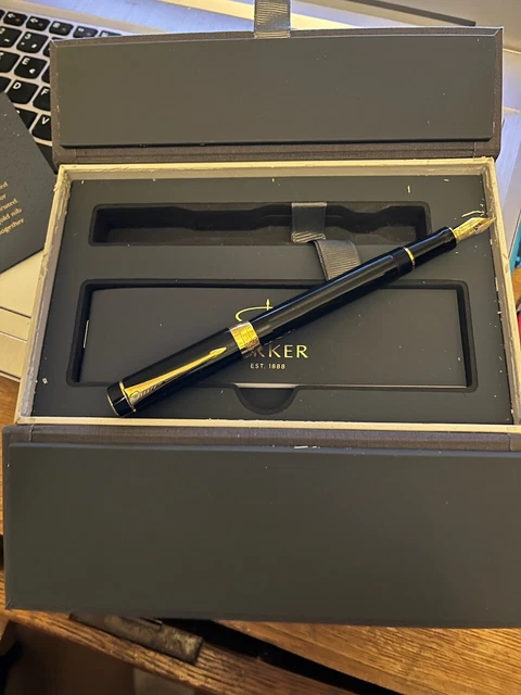 Stylo Plume Parker Duofold - Résine Verte Marbrée - Plume En Or Massif 18 Carats - Occasion