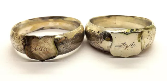 Pair of Vintage Engraved Sterling Silver Napkin Rings