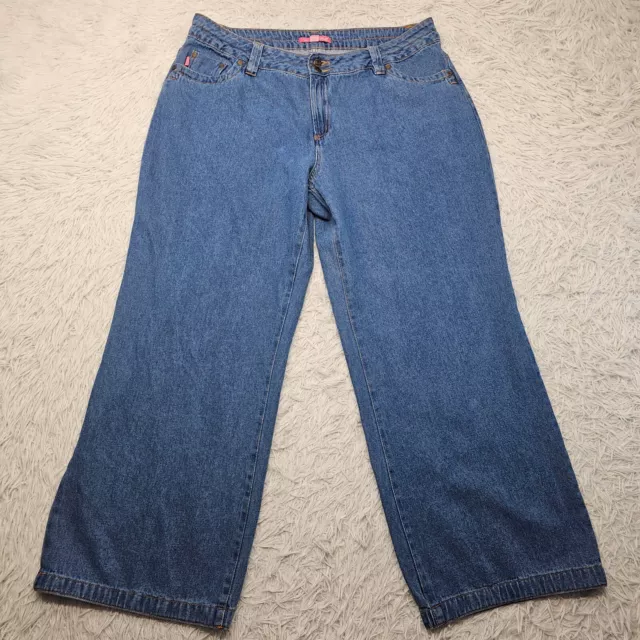 Womens Woman Within Classic Relaxed Fit Straight Leg Denim Blue Jeans Size 18W