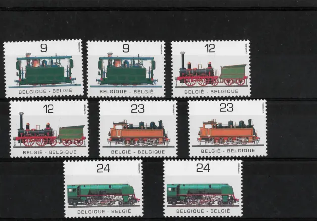 lot 8 timbres neufs BELGIQUE  Belgié TRAIN-LOCOMOTIVE vapeur