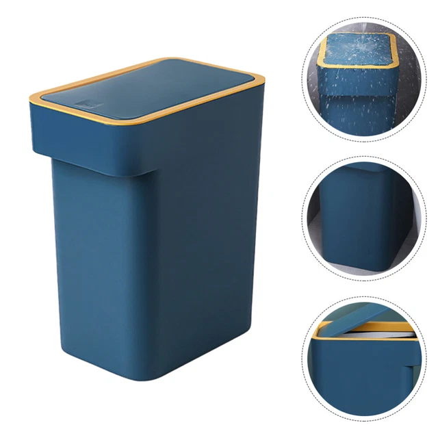 Poubelle Avec Couvercle Presse - Design Imitation Bois - 2L à 10L - Pour Salle De Bain, Cuisine Ou Bureau - 6