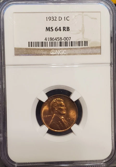 1932 D  Lincoln Head Cent  NGC  MS 64 RB   Mostly Red Wheatie