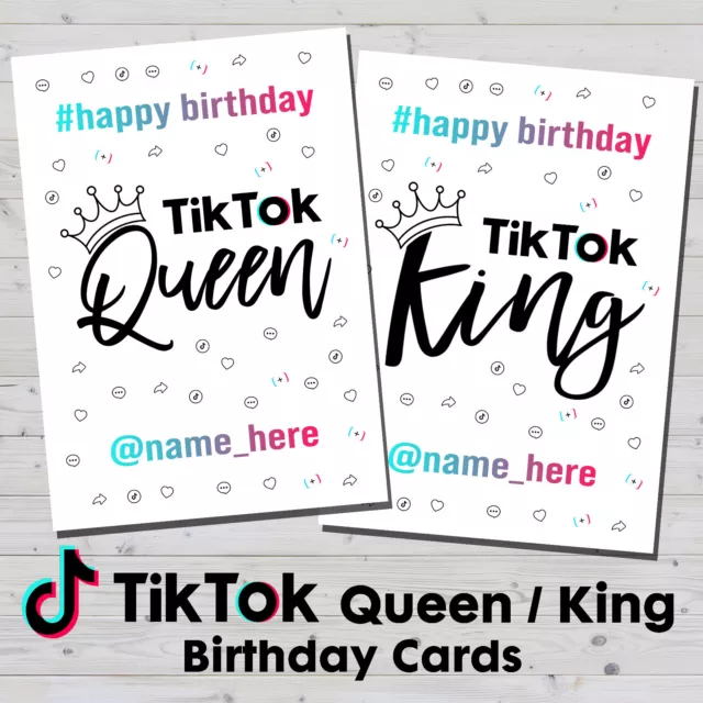 Personalised TikTok Birthday Card - Tik Tok Queen / King any NAME daughter son