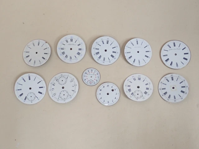 Lot De 11 Cadrans De Montre à Gousset – Vintage, Marques Françaises (Lip, Robin, Guillé...)