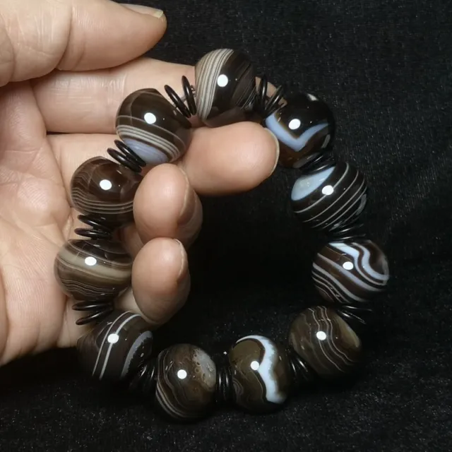 Chinese Agate Jade Bracelets Charming Natural Pattern ornament Collection 20MM