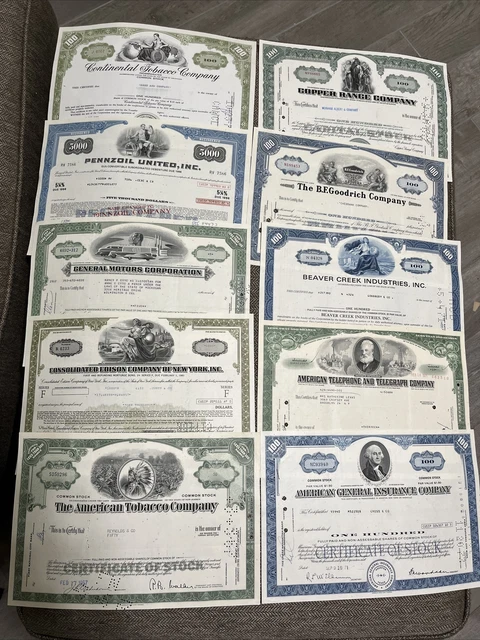 100 Different Stock Certificates Wow!!!  LESS THAN $1 Each