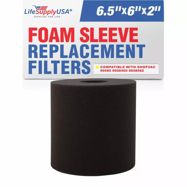 LifeSupplyUSA Foam Sleeve Wet Dry Filter Compatible with ShopVac 90585 9058500