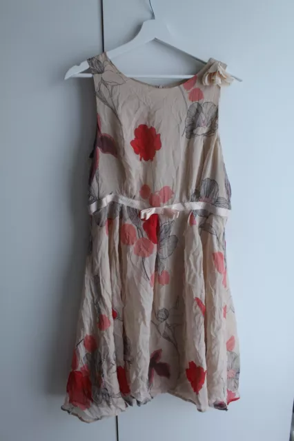 vestito estivo donna conbipel 46 rosa con stampa di fiori rossi e grigi