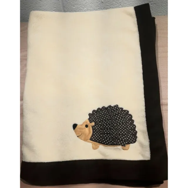 Lambs & Ivy Hedgehog Baby Blanket Plush Unisex Boy Girl Cream Brown