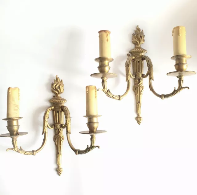 Pair D'Applique Wall Bronze Golden Xixth Style Louis XVI France