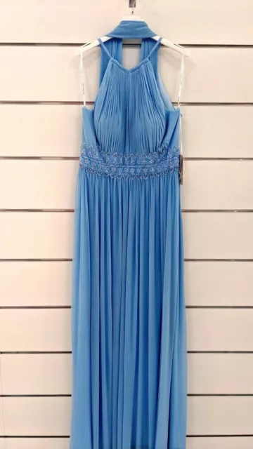 Abito Donna Lungo Azzurro Bianca Brandi Cerimonia Elegante Sera Party Nuovo -70%