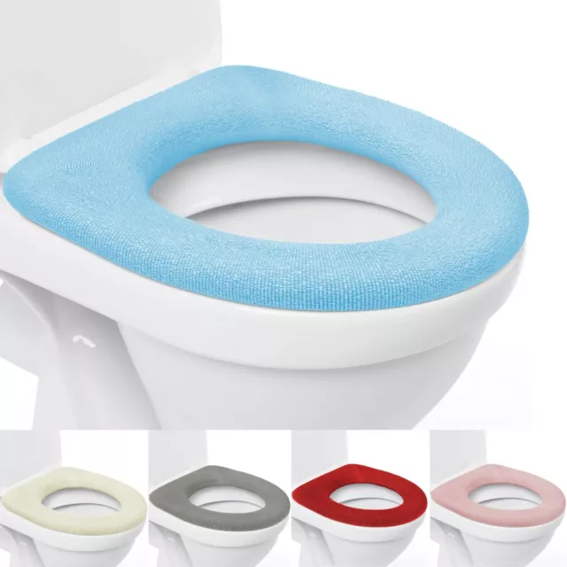 Toilet Seat Cover x2 Warm Soft Padded Washable Cushion Mat Bathroom Loo Warmer