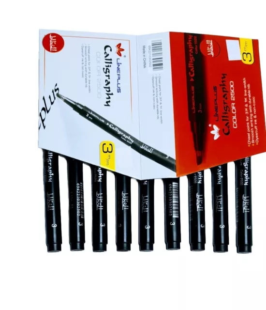 10 x CHISLLED NIB BLACK CALLIGRAPHY PENS 3mm  FOR  ITALIC, ARABIC, PERSIAN