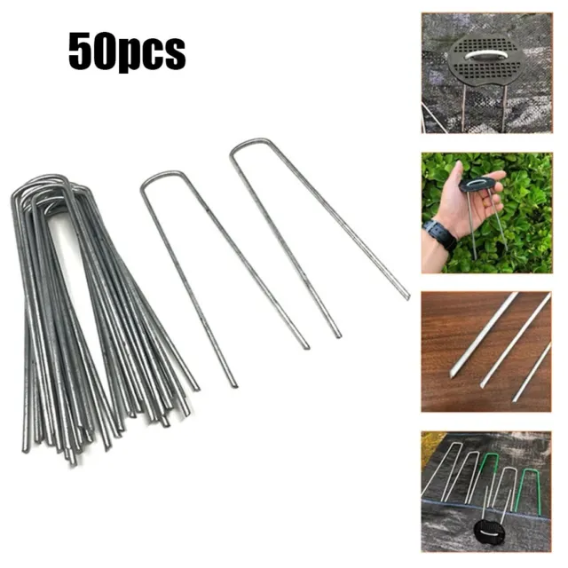 50pcs Heavy Duty U Anchor Turf Metal Pins Pegs For Lawn Mat Tent Peg Pins 10CM