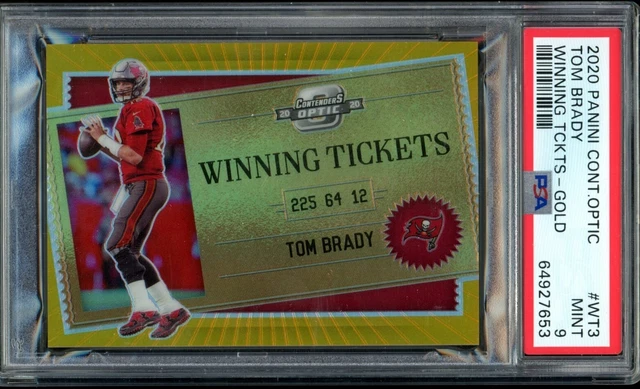 2020 Contenders Optic Tom Brady Winning Tickets Gold Prizm #06/10 PSA 9