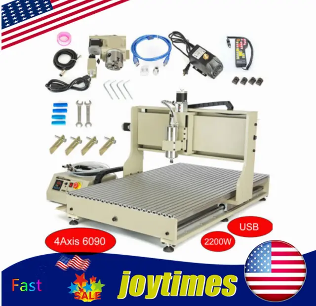 4 Axis CNC 6090 USB Router 2200W Engravering Wood Milling Machine +Controller
