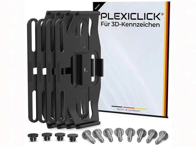PLEXICLECK® Rahmenloser Kennzeichenhalter – Transparent & TÜV-geprüft – 100 % Made In Germany – Für Alle Deutschen KFZ-Kennzeichen – Bruchfest & Wetterbeständig