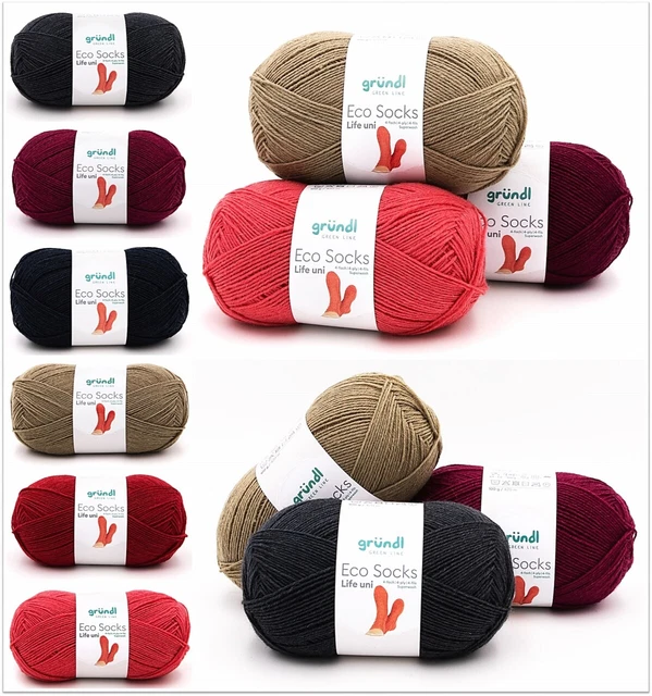 100g Gründl Eco Socks Life Uni Sockenwolle Garn stricken häkeln GP 59,90€/1kg
