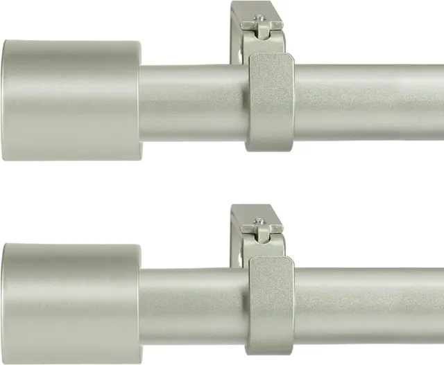 2 Pack Silver Curtain Rods for Window 48 to 84 inches (4-7 ft), Heavy Duty NEW