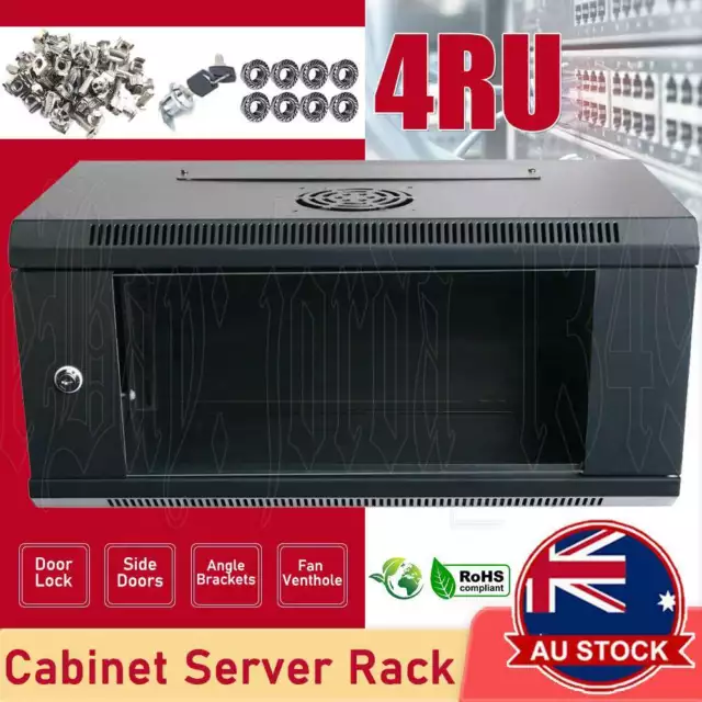 4RU 4U Cabinet Server Network Comms Data Rack LAN 19" Wall Mount 450mm Deep AU