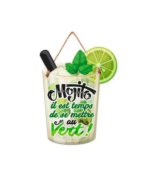 Plaque murale - Mojito - Cocktail - Rétro - Décoration murale
