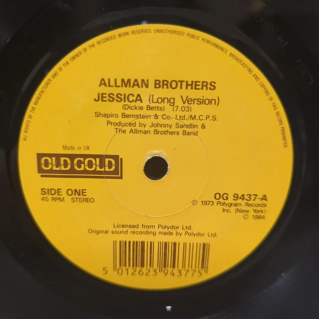 The allman brothers jessica long version 7 vinyl single record
