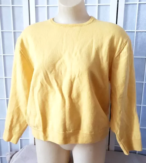 Vintage Merino Gold Yellow Pure Wool Knit Pullover Jumper Size 10-12