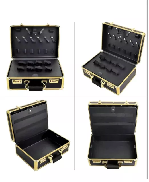 Professional Gold Barber Salon Tool Storage Travel Carry Case Organizer Box US