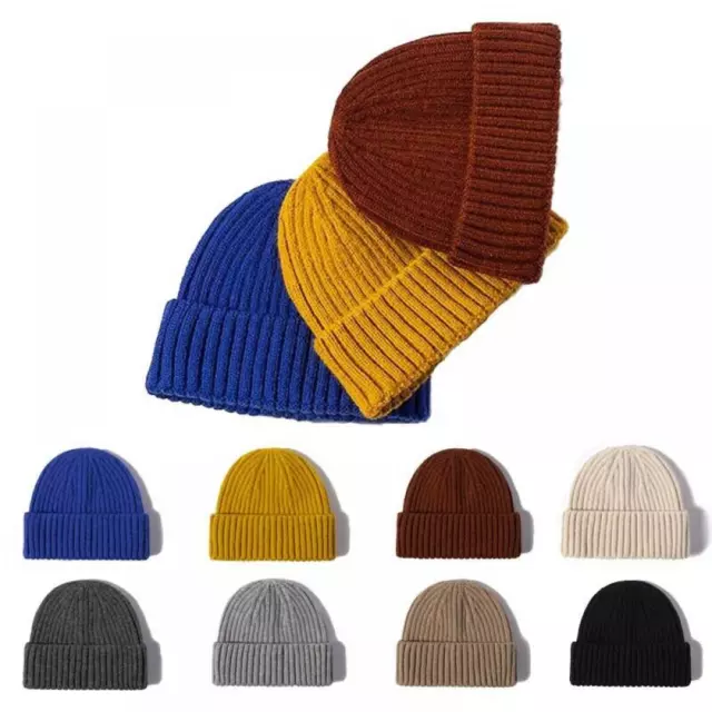 Unisex Solid Color Cashmere Knitted Beanies Winter Warm Cap Men Women Casual Hat